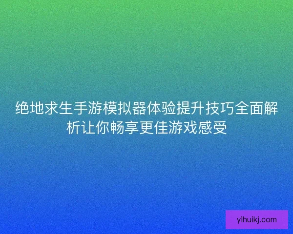 绝地求生手游模拟器体验提升技巧全面解析让你畅享更佳游戏感受